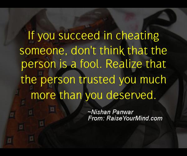 A nice cheating quote from Nishan Panwar 